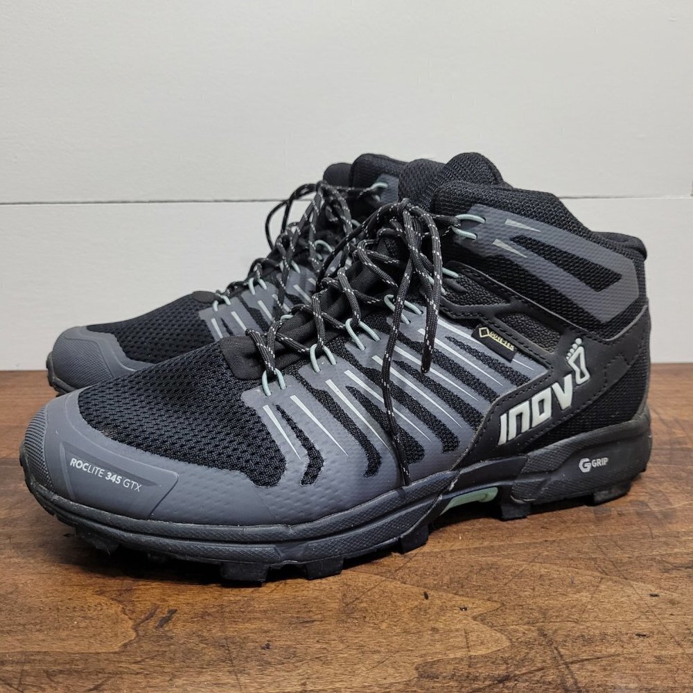 EUC INOV8 ROCLITE 345 GTX Goretex Black/Grey Waterproof Hiking Boots Women's 10